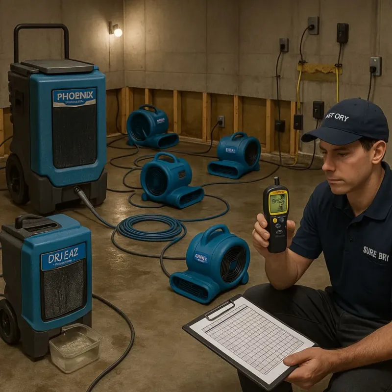 Structural Drying and Dehumidification process in Kingsville, TX
